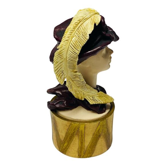 1999 Just the Right Style Feather Flair Hat Trinket Box 27401 by Raine MIB - Picture 3 of 10